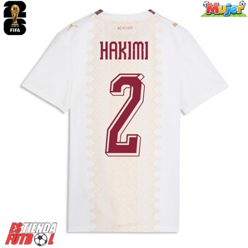 Marruecos Achraf Hakimi #2 Segunda Equipación Mujer Mundial 2026 Manga Corta